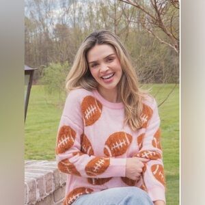 NWT simply southern XL pink fuzzy football sweater 🏈 💕